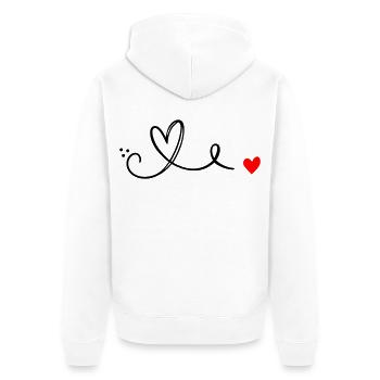 Herz Schnoerkel Linie - Unisex Premium Bio Zip Hoodie - Weiß - Hinten - Thijin (182cm)