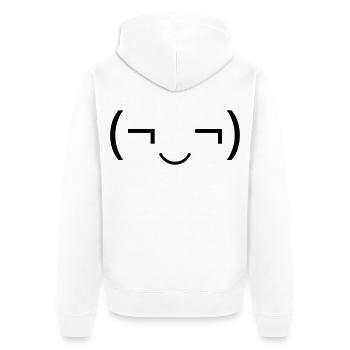 Schelmisches Emoticon (¬‿¬) freches Grinsen - Unisex Premium Bio Zip Hoodie - Weiß - Hinten - Thijin (182cm)