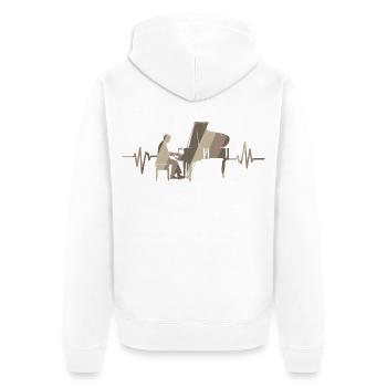 Pianist am Flügel mit Herzschlag - Unisex Premium Bio Zip Hoodie - Weiß - Hinten - Thijin (182cm)