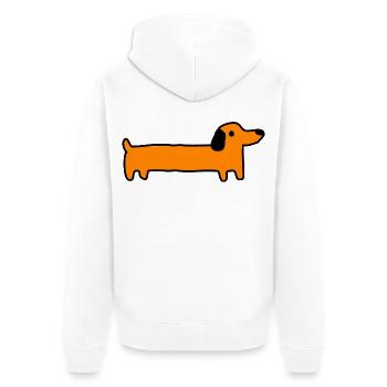 Dackel Hund Geschenk - Unisex Premium Bio Zip Hoodie - Weiß - Hinten - Thijin (182cm)