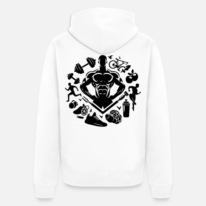 Bodybuilder - Unisex Premium Bio Zip Hoodie - Weiß