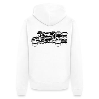 Bus - Unisex Premium Bio Zip Hoodie - Weiß - Hinten - Thijin (182cm)