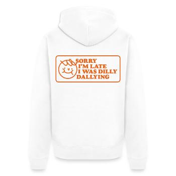 Sorry I'm Late – Funny Saying - Unisex Premium Organic Zip Hoodie - white - Back - Thijin (182cm)