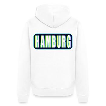 EDM HAMBURG - Unisex Premium Bio Zip Hoodie - Weiß - Hinten - Thijin (182cm)