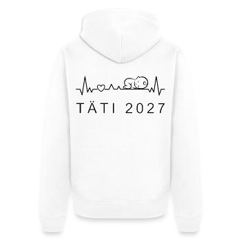 Tante 2027 Herzschlag Schwangerschaft Finnisch - Unisex Premium Bio Zip Hoodie - Weiß - Hinten - Thijin (182cm)