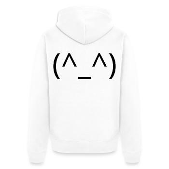 Happy Emoticon (^_^) Smile Classic - Unisex Premium Organic Zip Hoodie - white - Back - Thijin (182cm)