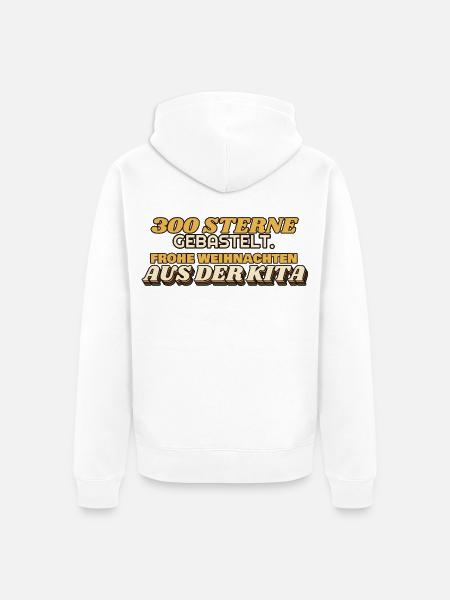 300 Sterne gebastelt - Frohe Weihnachten Kita - Unisex Premium Bio Zip Hoodie - Weiß
