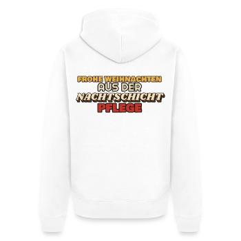 Frohe Weihnachten aus der Nachtschicht - Pflege - Unisex Premium Bio Zip Hoodie - Weiß - Hinten - Thijin (182cm)