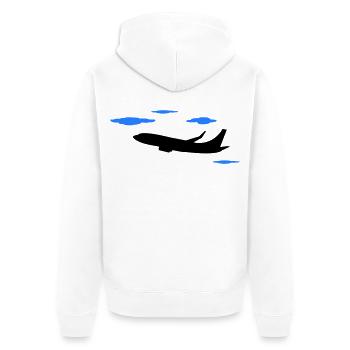 flugzeug2 - Unisex Premium Bio Zip Hoodie - Weiß - Hinten - Thijin (182cm)
