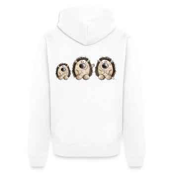 Hedgehog Family - Unisex Premium Organic Zip Hoodie - white - Back - Thijin (182cm)