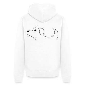 T-Shirt für Frauen und Männer mit Hund - Unisex Premium Bio Zip Hoodie - Weiß - Hinten - Thijin (182cm)