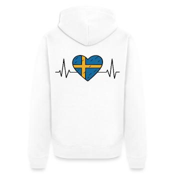 Suède Heartbeat Ligne Drapeau Amour Voyage Design - Veste à capuche bio Premium Unisexe - blanc - Dos - Thijin (182cm)