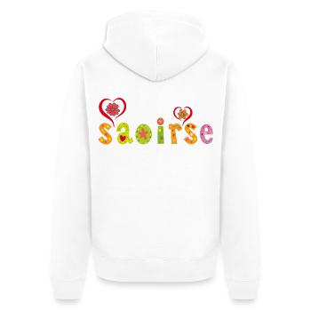 Saoirse Personalized Design - Unisex Premium Organic Zip Hoodie - white - Back - Thijin (182cm)