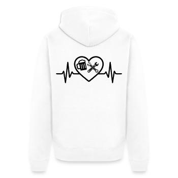 Humour de mécanicien de voiture Heart Beer - Veste à capuche bio Premium Unisexe - blanc - Dos - Thijin (182cm)