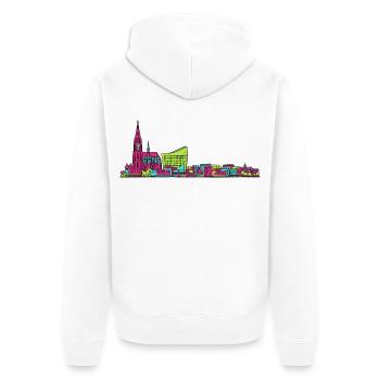 Straßburger Skyline Kathedrale Linienkunst - Unisex Premium Bio Zip Hoodie - Weiß - Hinten - Thijin (182cm)