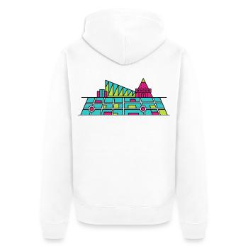 Milton Keynes City Skyline Xscape Moderne Linienzeichnung - Unisex Premium Bio Zip Hoodie - Weiß - Hinten - Thijin (182cm)