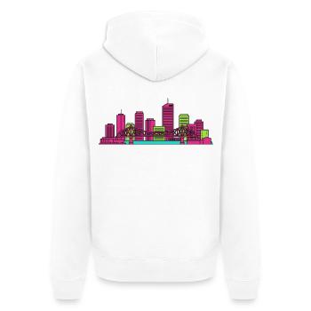 Histoire de la silhouette de la ville de Brisbane Pont Art moderne - Veste à capuche bio Premium Unisexe - blanc - Dos - Thijin (182cm)