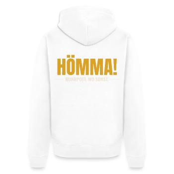 Hömma! Ruhrpott. Wo sonst. - Unisex Premium Bio Zip Hoodie - Weiß - Hinten - Thijin (182cm)