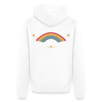 Pastellregenbogen mit Sternen - Unisex Premium Bio Zip Hoodie - Weiß - Hinten - Thijin (182cm)