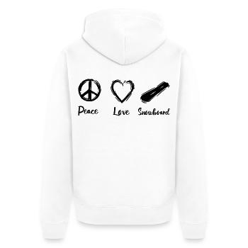 Ich liebe Snowboarding - Unisex Premium Bio Zip Hoodie - Weiß - Hinten - Thijin (182cm)