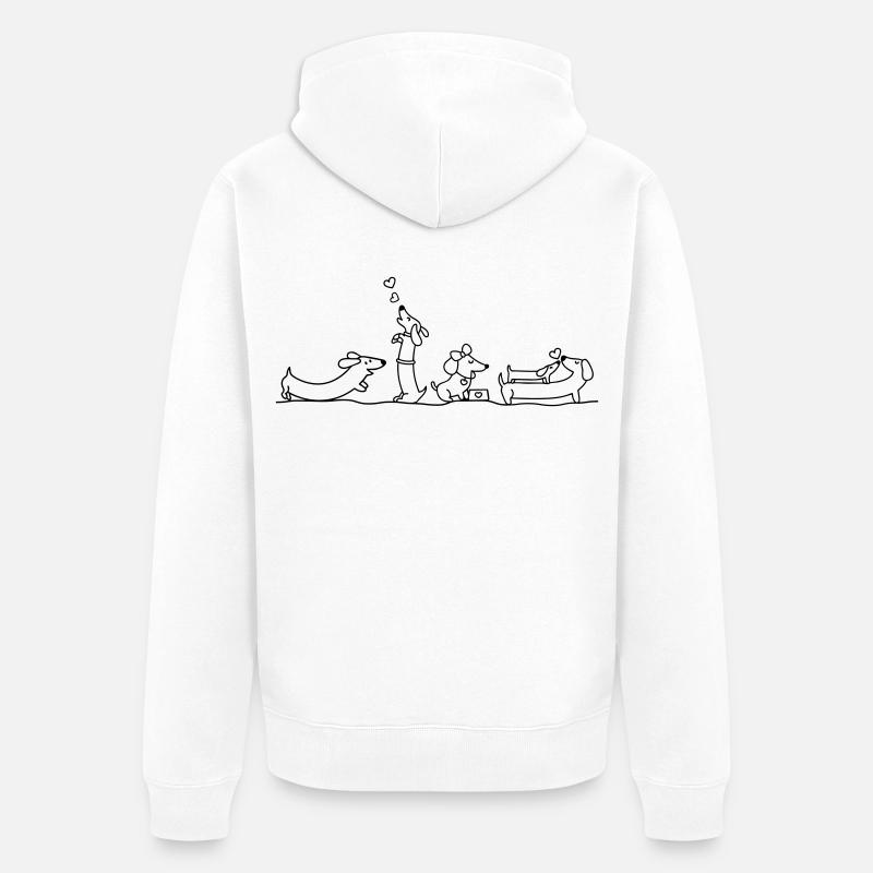 Illustration de teckel affectueux - Veste à capuche bio Premium Unisexe - blanc