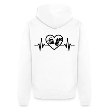Bière moto Heart - Veste à capuche bio Premium Unisexe - blanc - Dos - Thijin (182cm)