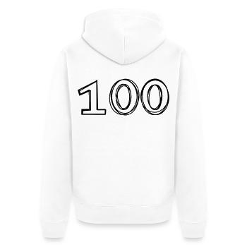 Zahl 100 handgezeichnet - Unisex Premium Bio Zip Hoodie - Weiß - Hinten - Thijin (182cm)
