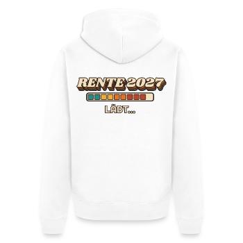 Rente 2027 lädt - Retro Ladebalken - Unisex Premium Bio Zip Hoodie - Weiß - Hinten - Thijin (182cm)