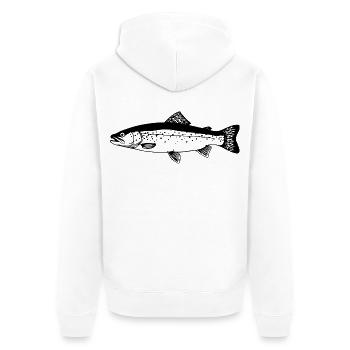 Forellen Angler Geschenk Idee Fliegenfischen - Unisex Premium Bio Zip Hoodie - Weiß - Hinten - Thijin (182cm)