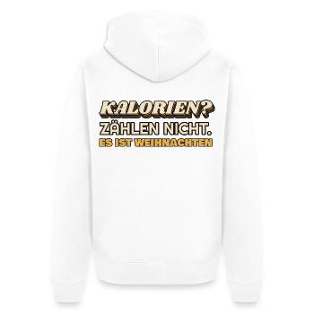 Kalorien zählen nicht - es ist Weihnachten - Unisex Premium Bio Zip Hoodie - Weiß - Hinten - Thijin (182cm)