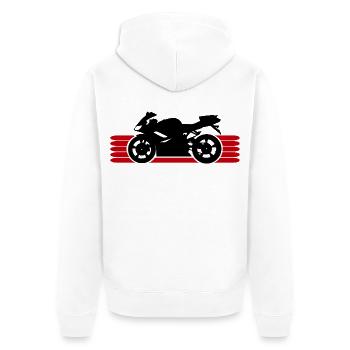 Motorrad fahren Motorradfahrer Motorradfahrerin - Unisex Premium Bio Zip Hoodie - Weiß - Hinten - Thijin (182cm)