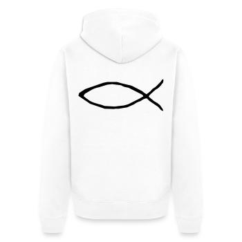 Christlicher Fisch - Unisex Premium Bio Zip Hoodie - Weiß - Hinten - Thijin (182cm)