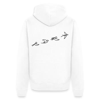 Der Flug des schwarzen Vogels - Unisex Premium Bio Zip Hoodie - Weiß - Hinten - Thijin (182cm)