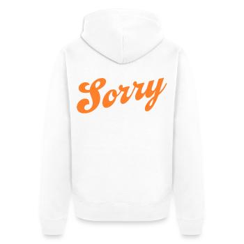 Sorry – Minimalist statement - Unisex Premium Organic Zip Hoodie - white - Back - Thijin (182cm)