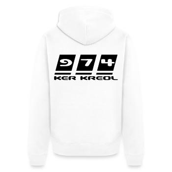 Design 974 Ker Kreol - La Réunion - Unisex Premium Bio Zip Hoodie - Weiß - Hinten - Thijin (182cm)
