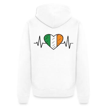 Irland Flagge Heartbeat Line Irish Pride Design - Unisex Premium Bio Zip Hoodie - Weiß - Hinten - Thijin (182cm)