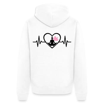 Yoga Herz Frau Silhouette Lotus Wellness - Unisex Premium Bio Zip Hoodie - Weiß - Hinten - Thijin (182cm)