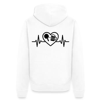 Bière de tennis de table Heart - Veste à capuche bio Premium Unisexe - blanc - Dos - Thijin (182cm)