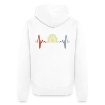 Vintage Bauernhof Herzschlag - Unisex Premium Bio Zip Hoodie - Weiß - Hinten - Thijin (182cm)