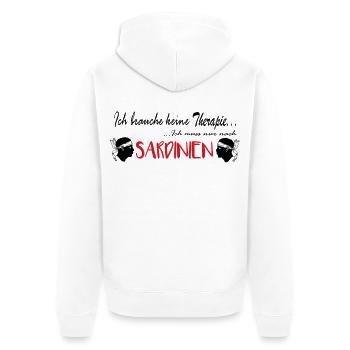 Sardinien, ich brauch keine Therapie - Unisex Premium Bio Zip Hoodie - Weiß - Hinten - Thijin (182cm)