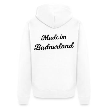 Hergestellt in Baden - Unisex Premium Bio Zip Hoodie - Weiß - Hinten - Thijin (182cm)