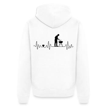 Grillen Herzschlag für BBQ Grillteufel Grillsaison - Unisex Premium Bio Zip Hoodie - Weiß - Hinten - Thijin (182cm)