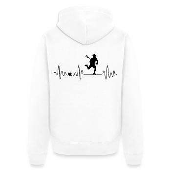 Lacrosse Herzschlag Für Lacrosse Spieler - Unisex Premium Bio Zip Hoodie - Weiß - Hinten - Thijin (182cm)
