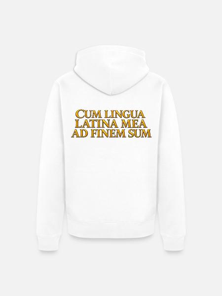 Lateinische Goldschrift Aufdruck - Unisex Premium Bio Zip Hoodie - Weiß