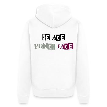 Sei Ace Punchface - Unisex Premium Bio Zip Hoodie - Weiß - Hinten - Thijin (182cm)