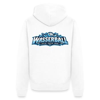 Wasserball Teamgeist Logo - Unisex Premium Bio Zip Hoodie - Weiß - Hinten - Thijin (182cm)