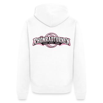 Rhönradturnen Neon Logo - Unisex Premium Bio Zip Hoodie - Weiß - Hinten - Thijin (182cm)