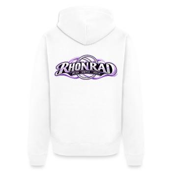 Rhönrad Motiv Lila Knoten - Unisex Premium Bio Zip Hoodie - Weiß - Hinten - Thijin (182cm)