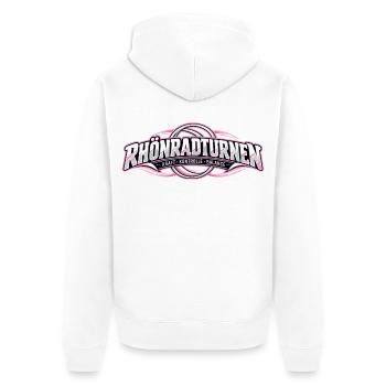Rhönradturnen Logo Kraft Balance - Unisex Premium Bio Zip Hoodie - Weiß - Hinten - Thijin (182cm)