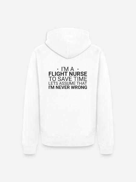 Flight Nurse Never Wrong Luftrettung - Unisex Premium Bio Zip Hoodie - Weiß